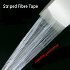 10M-20M Striped Fiber Tape Lithium Battery Pack Insulation Wrap Fiberglass Transparent Single Side Adhesive Seal Packaging Fixed