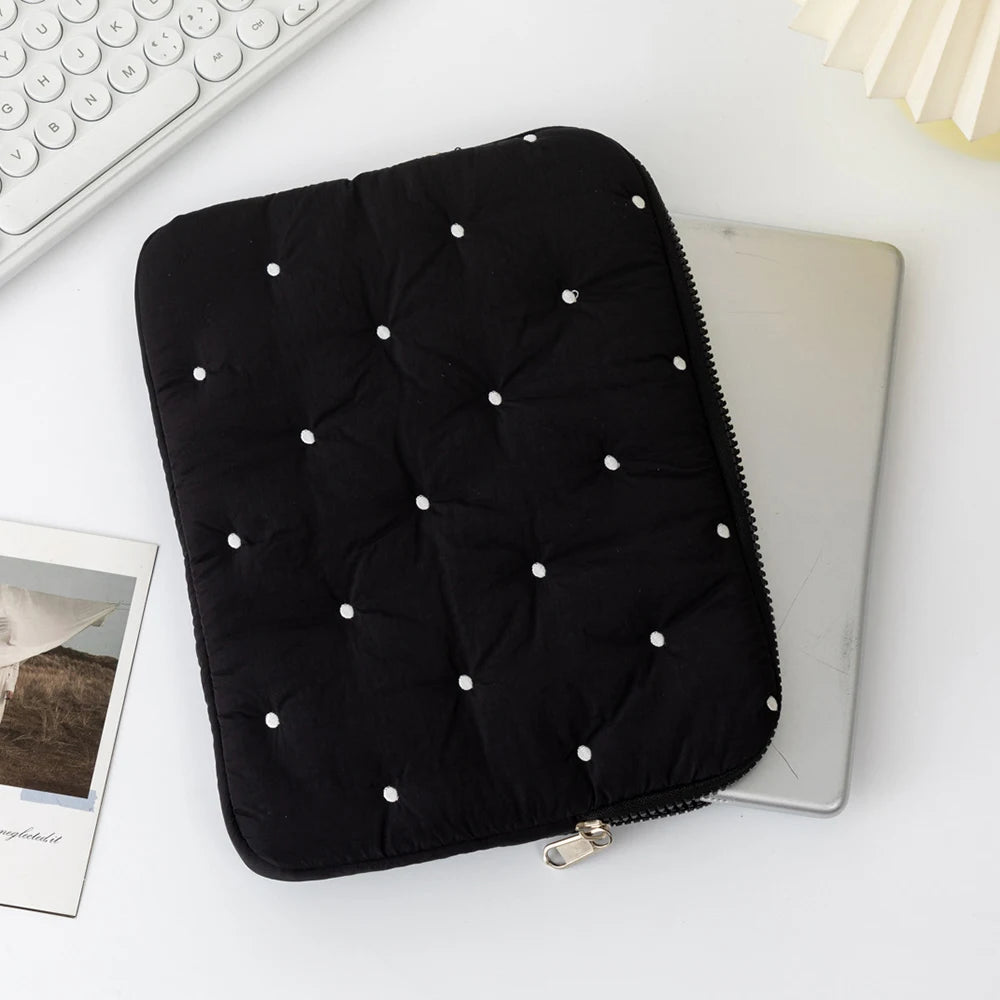 Embroidered Dot Computer Bag, Simple Solid Color Tablet Bag, Inner Bag, Laptop Storage Bag, Multiple Sizes To Choose From