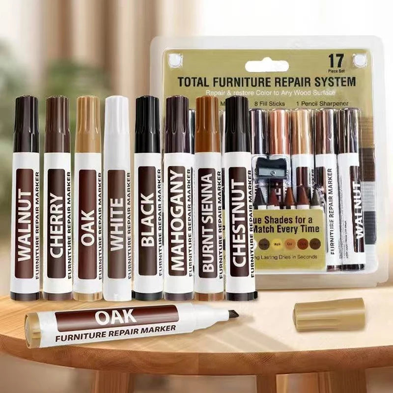 13/21Pcs Furniture Repair Pen Markers Remover Wood Scratches Restore Kit Scratch Filler Paint Wooden Cabinet Floors Tables