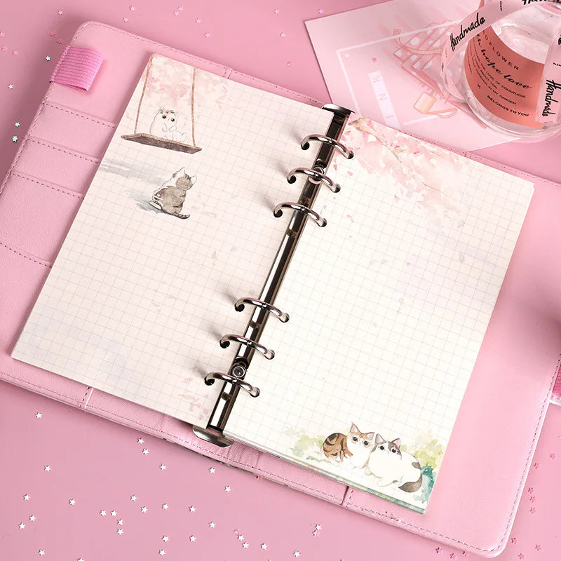 A6 80Sheet Cute Colorful Loose-leaf Replacement Line Grid Blank Point Paper Refill Inner Page Inner Page Inside Stationery