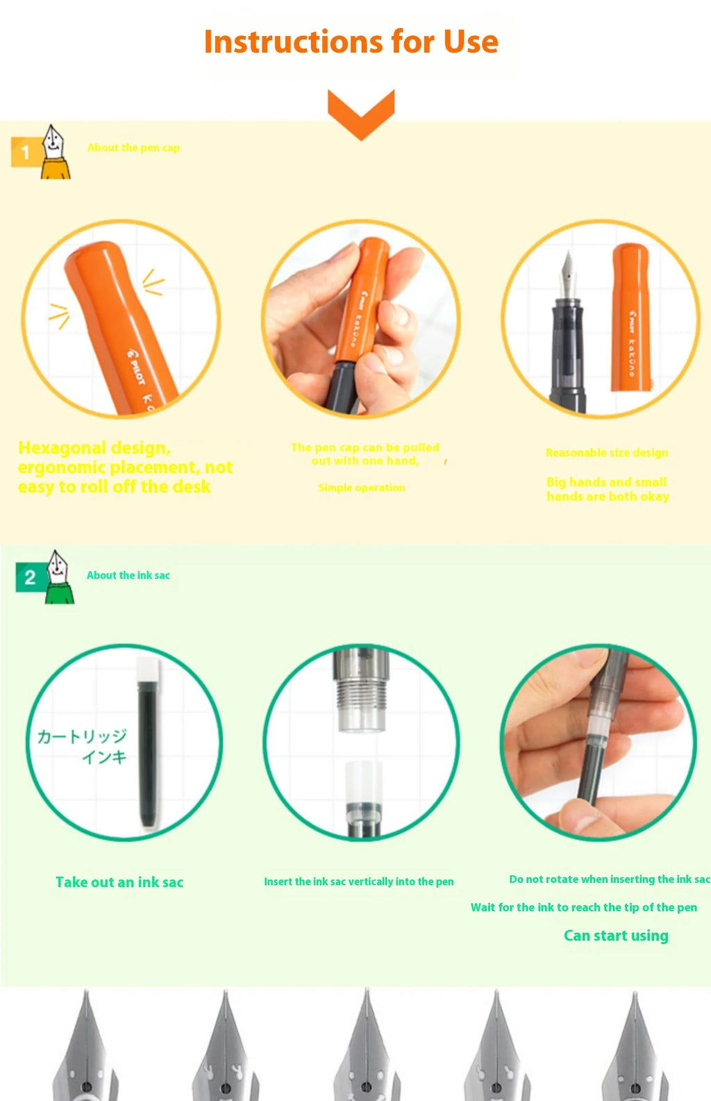 PILOT kakuno Fountain Pen,Multi-Colors Dreamy/Smile Family Series 0.4~0.7mm Nib Writing Calligraphy Pen Perfect Gift For Student