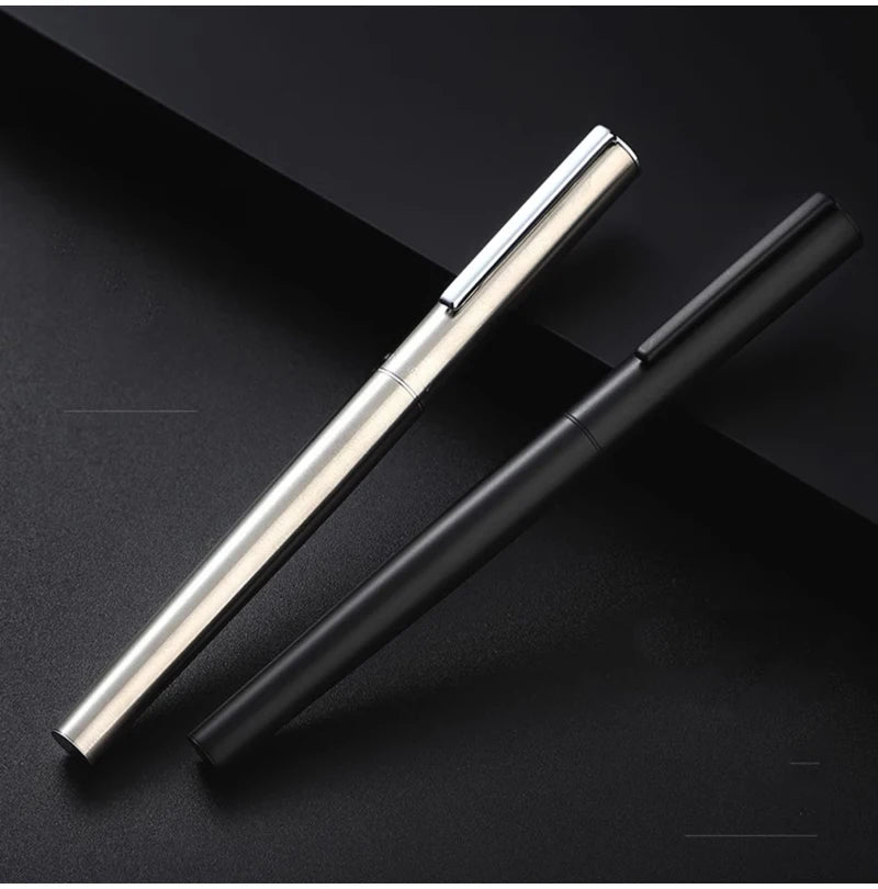 High Quality 0.38mm Extra Fine Nib Fountain Pen Stainless Steel Extremely Black Metal Business Office Writing Calligraphy Pens