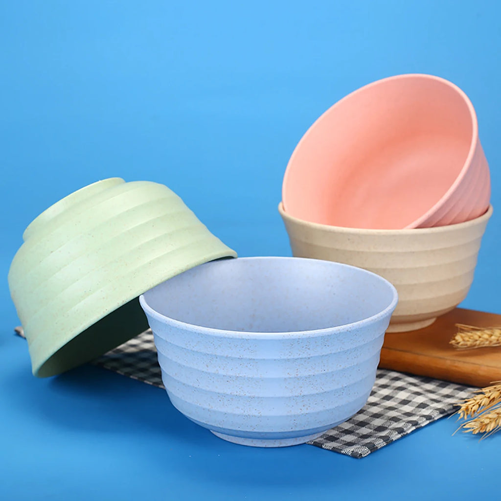 Fork Spoon Chopsticks Bowls Cup Dish Dinnerware Set High Grade Wheat Straw Tableware Children's Unbreakable Dishes Camping Set