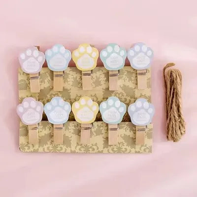 10 Pcs/Lot Creative Cartoon Animal Wooden Clip With Hemp Rope Photo Paper Clothespin Craft Clips Party Decoration Clip