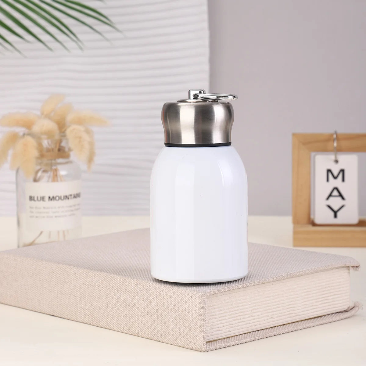 300ML Stainless Steel Vacuum Flask with Lifting Ring Mini Thermos Cup Car Insulated Cup Portable Travel Water Bottle Coffee Mug