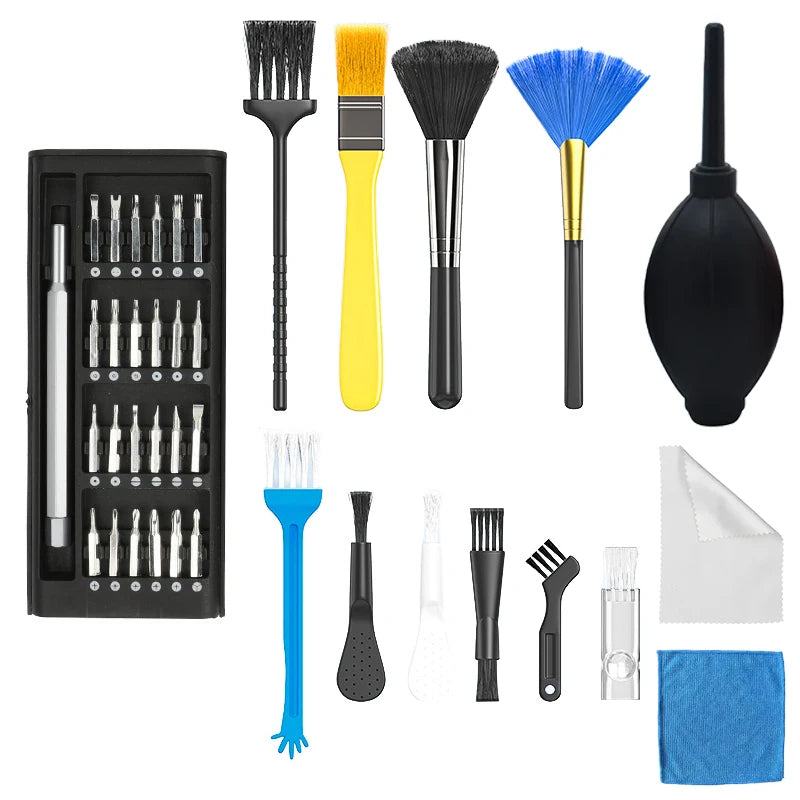 Computer Camera Mobile Phone Cleaning Tools Microfiber Cloth Screwdriver Cleaning Cloth Air Blower Brushes for Keyboard