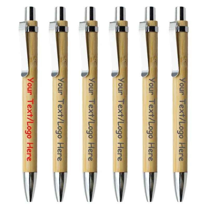 20/50/110PCS Customizable Bamboo Ballpoint Pens Smooth Writing Ideal for School Teachers Offices Advertising Promotional Pens