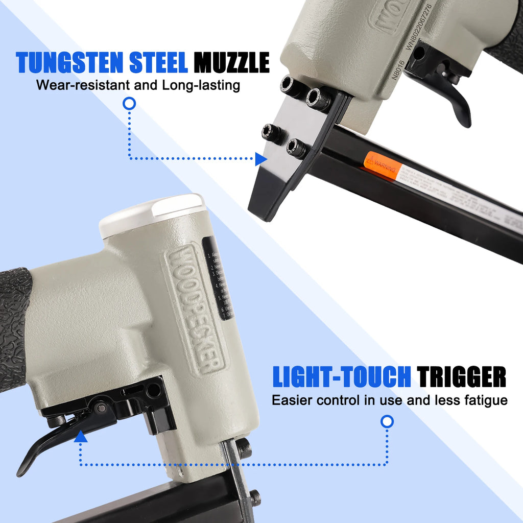 8016 21 Gauge Continuous Pneumatic Firing Upholstery Stapler 8016 Fine Wire Stapler for Woodworking  Picture Frames Cabinets