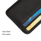 Genuine Leather Card Holder Slim Business Card ID Holder Credit Card Case Thin Small Wallet for Men Cardholder Sticker Black