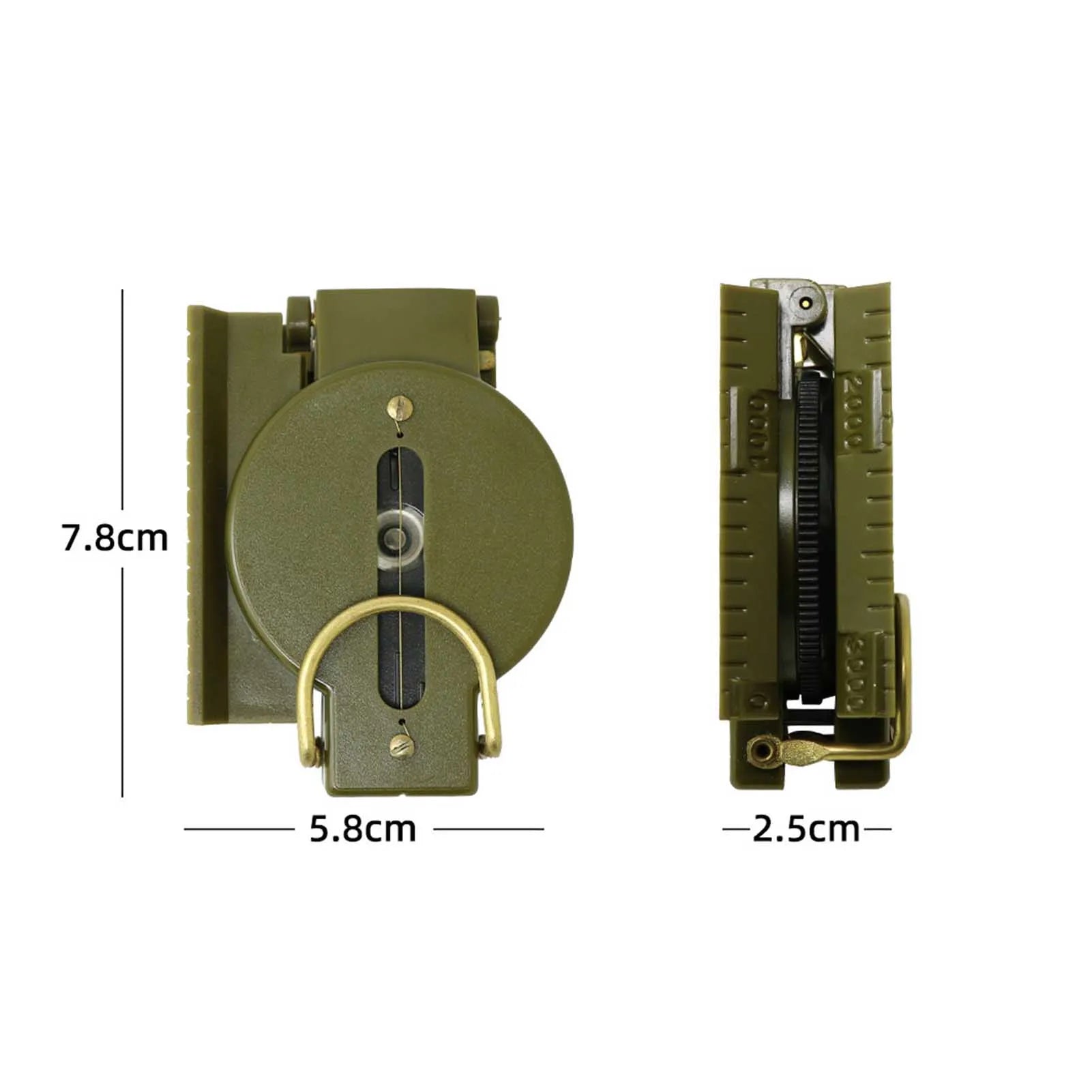 Portable Compass Multi-functional Military Compass Accurate Camping Compass with Hook for Hiking Geology Activities