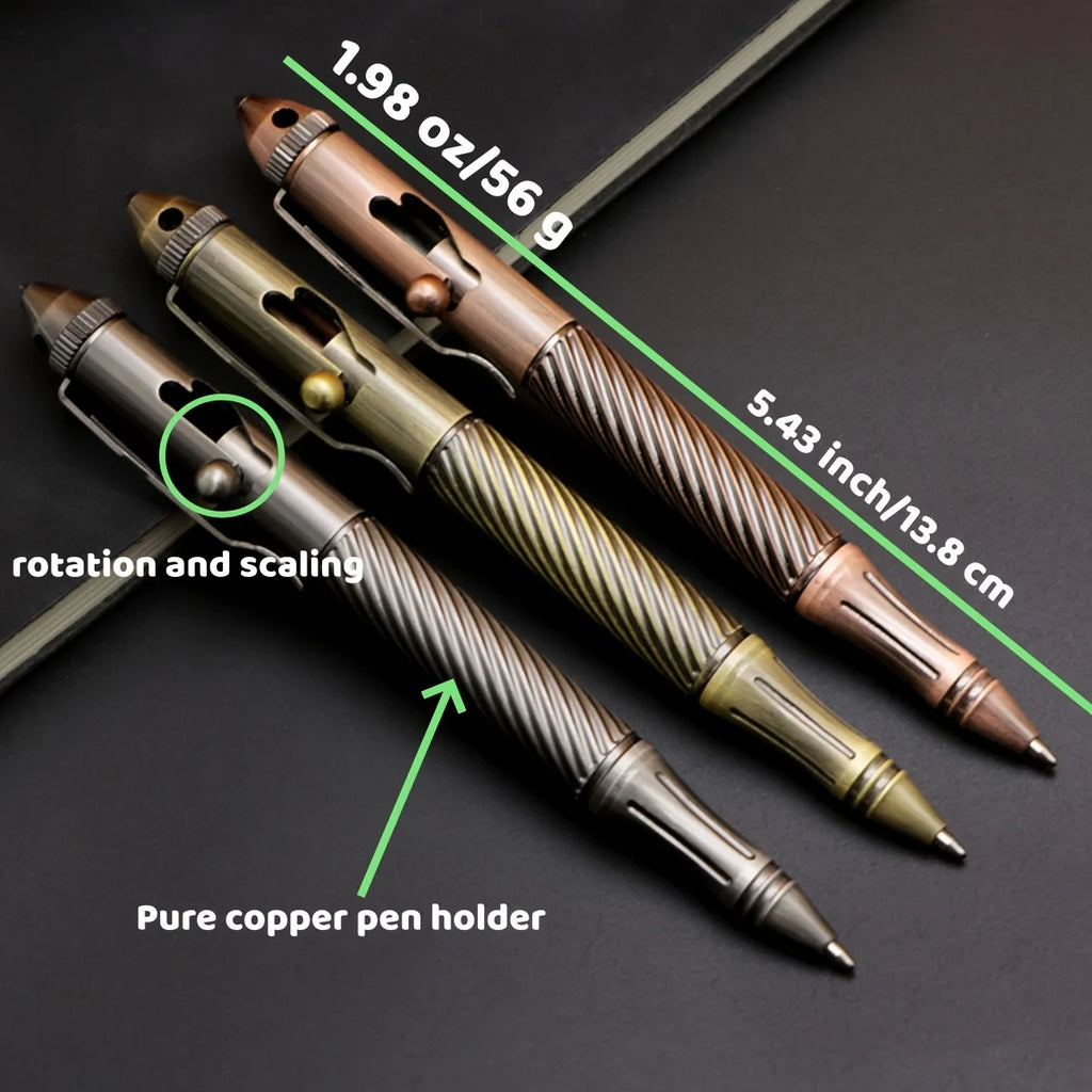 1Pc Brass Pen with a Tungsten Steel Nib, Heavy Metal Feel, Retro Design, Suitable for Business and Office Use, Rotating and Retractable, for Students/Organizations, Holiday Gifts, Valentine's Day, Back-To-School Season, Schoo