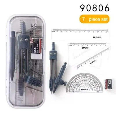 M&G Exam Ruler Set with Square Root Straight Ruler Protractor and Compass with Pen - Holding Design Refillable Type ACS90808