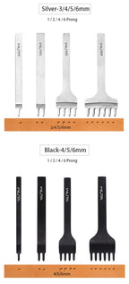 WUTA 1Set 4pcs Basic Leather Chisel Tool Diamond Pricking Iron Hole Punch Stitching Leather Craft tools 3/4/5/6mm 1-2-4-6 teeth