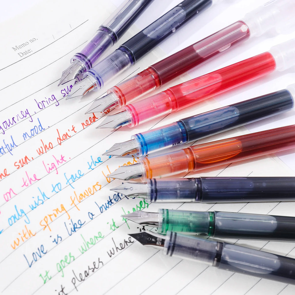 Large Capacity Disposable Fountain Pen Multi-Color Writing Ink Pens Quick-Drying Stationery F Nib Direct Liquid Pen Office Acce