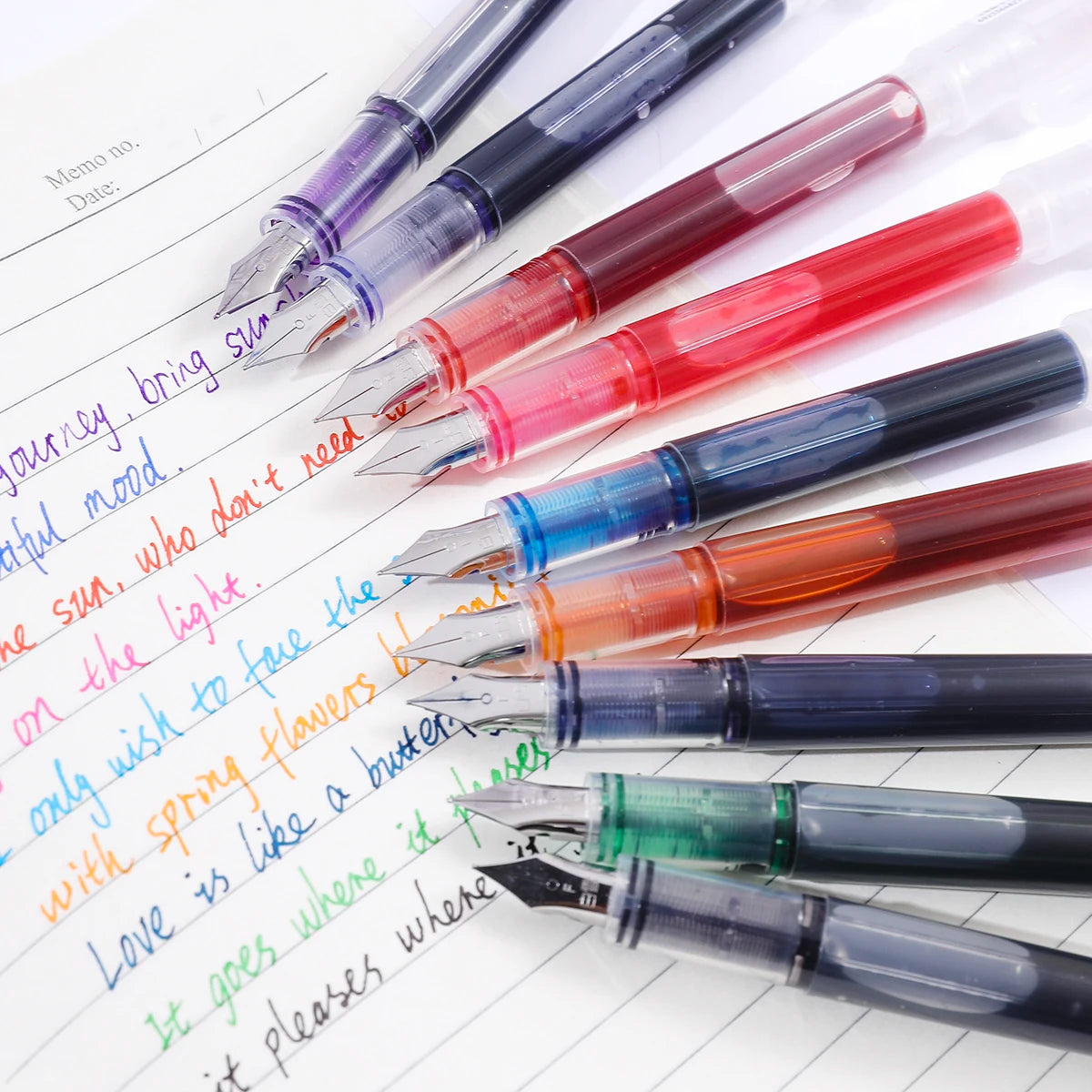 Large Capacity Disposable Fountain Pen Multi-Color Writing Ink Pens Quick-Drying Stationery F Nib Direct Liquid Pen Office Acce