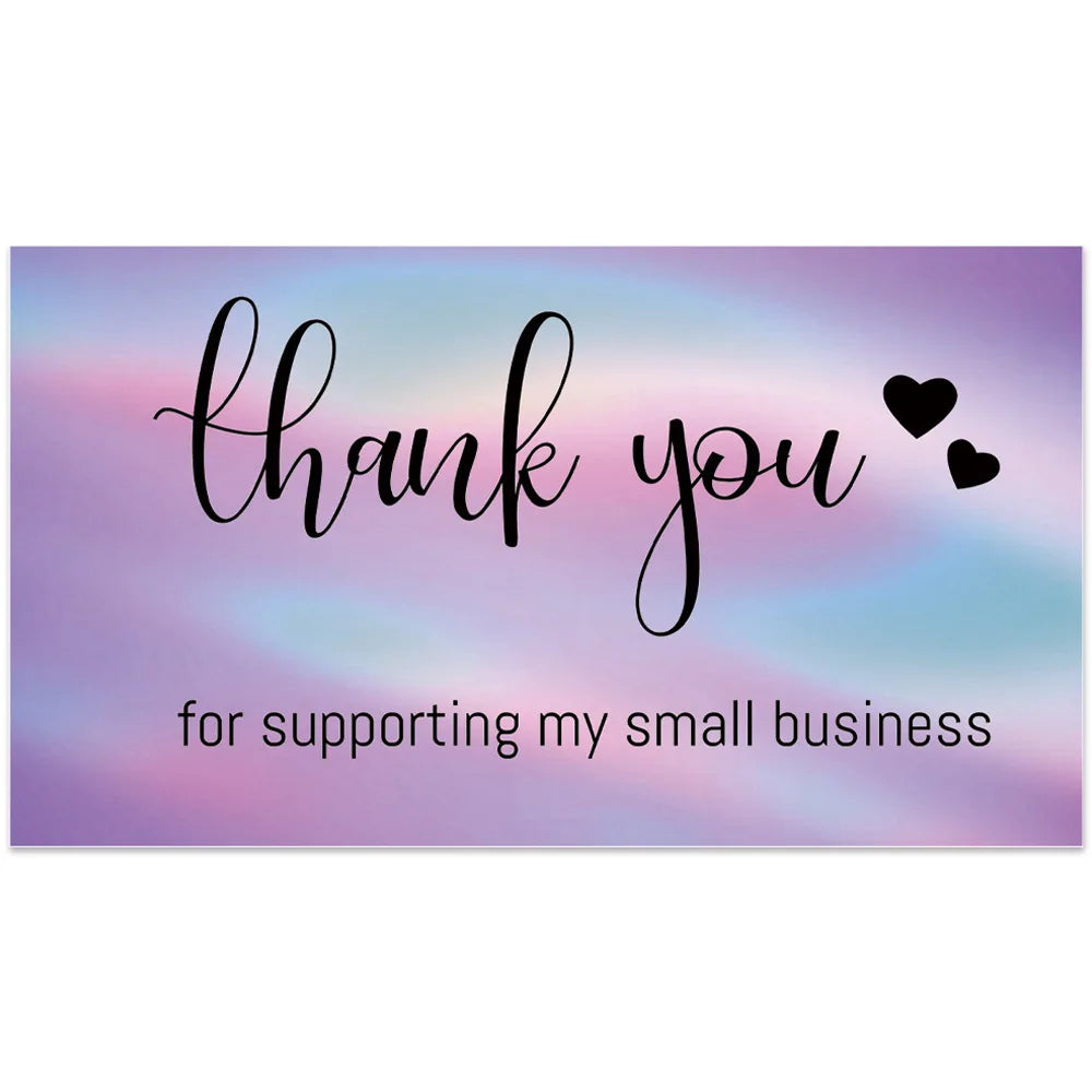 10-50pcs Thank You Cards For Small Business Colorful Laser Paper Thank You For Your Order "Beyond Grateful" Cards