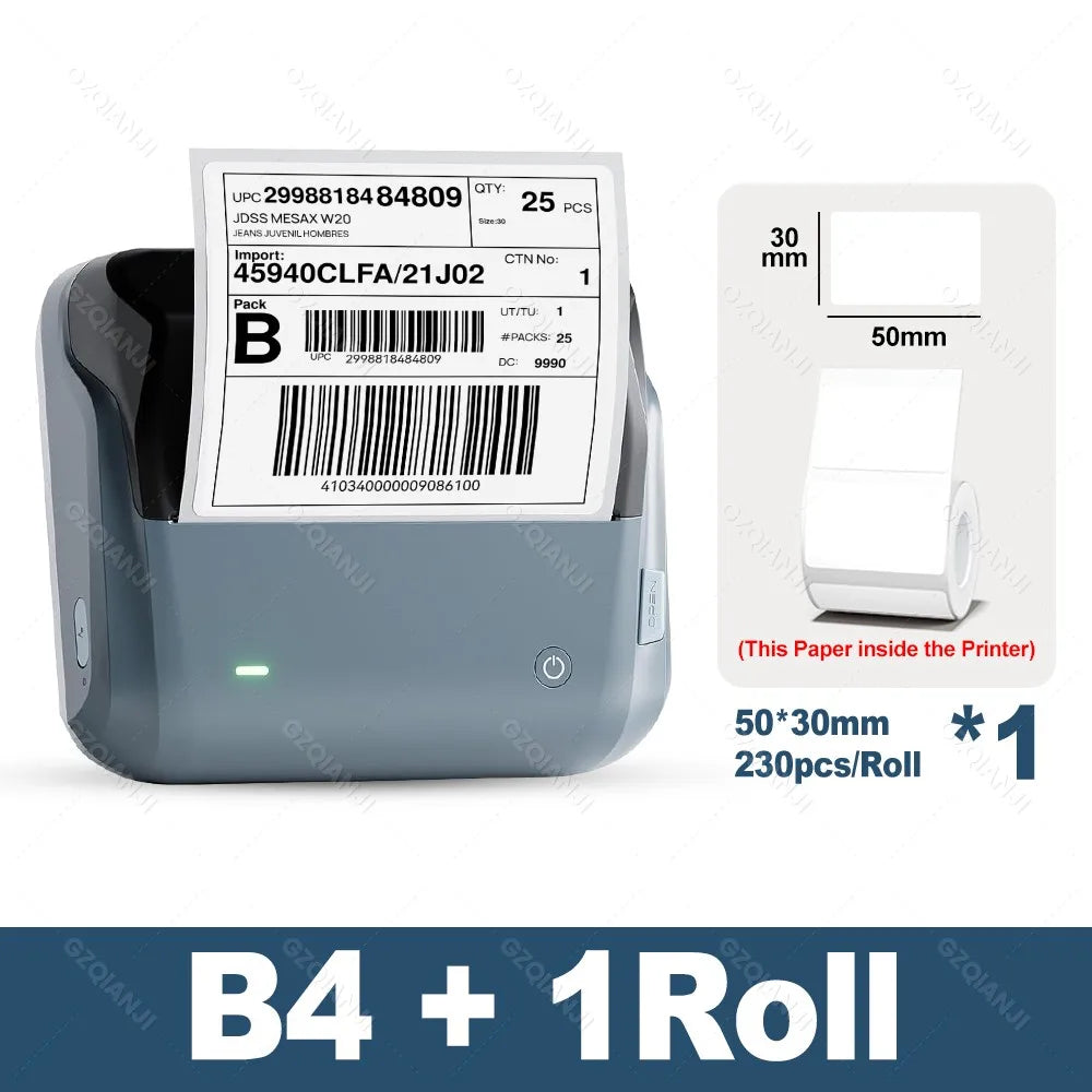 NIIMBOT B4 Potable 4inch Label Printer 20-110mmm Print Width Label Shipping Barcode Sitcker Big Size Multiple Devices Connected