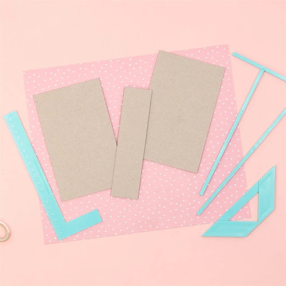4Pcs/Set Bookbinding Ruler Set with L Ruler T Ruler Spacing Guide Corner Cutting Square Tools for Scrapbooking And Album Making