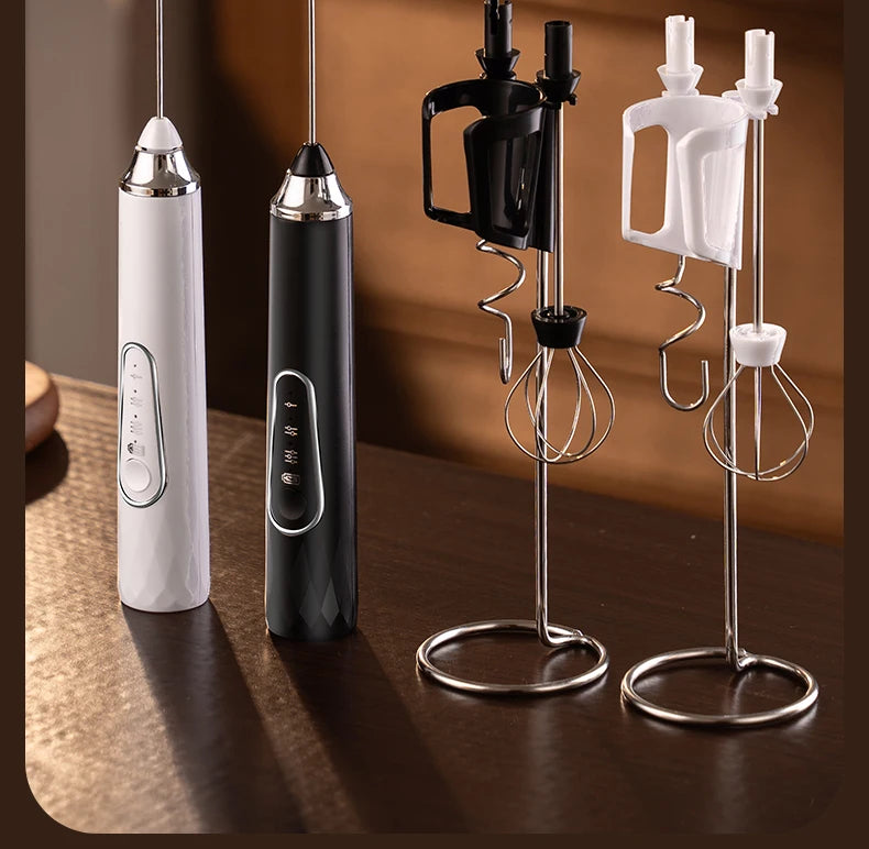 Electric egg beater, milk frother, coffee frother, handheld cordless whipper for egg whites, cream, and cakes, smart mixer.