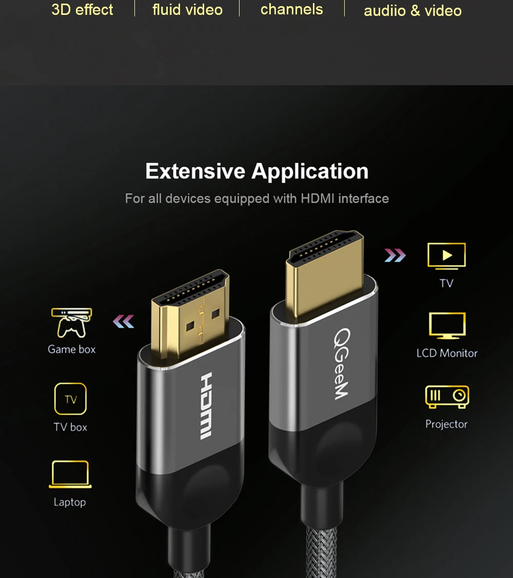 QGEEM HDMI-Compatible Cable HDMI to HDMI 2.0 Cable 4K for Xiaomi Projector Nintend Switch PS4 Television TVBox xbox Cable HDMI