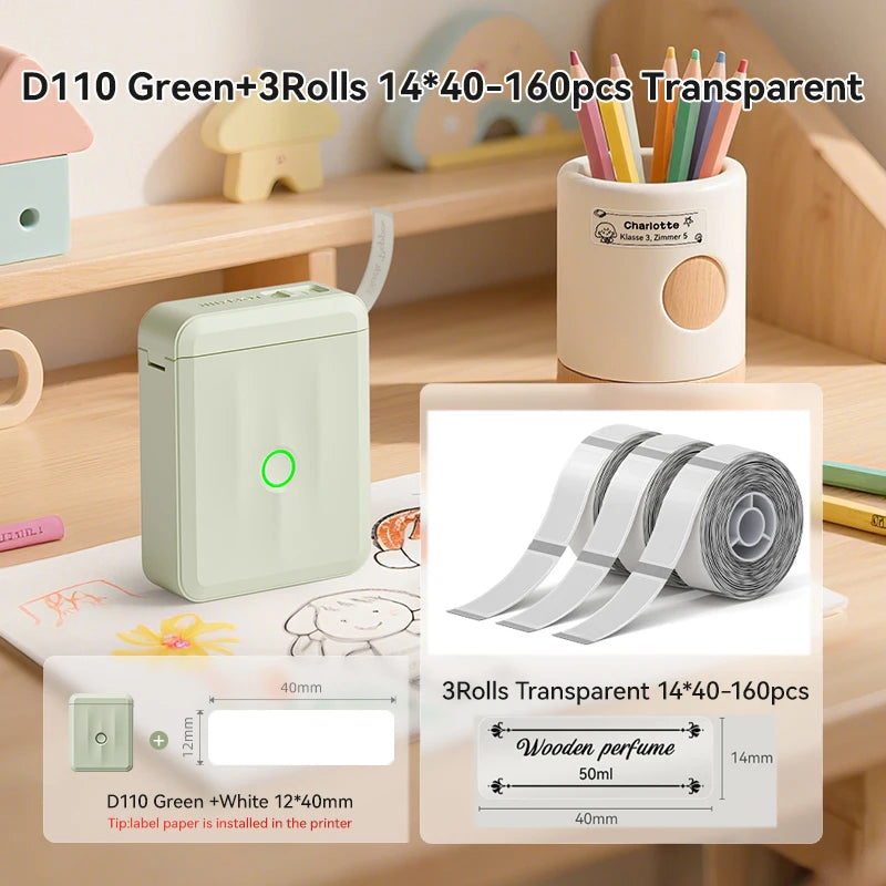 NIIMBOT D110 Upgraded Version Thermal Label Printer Mini Portable Name Tag Label Maker With Tape for Office Home Kitchen School