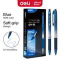 DELI Smooth Writing Ballpoint Pens 0.7mm Black and Blue Ink Pens 12PCS Pack of Retractable Ball Pen for Office School Home