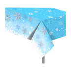 Snowflake Tablecloth Winter Frozen Party Decoration White Snowflake Disposable Plastic Table Cover Christmas girl Birthday Party