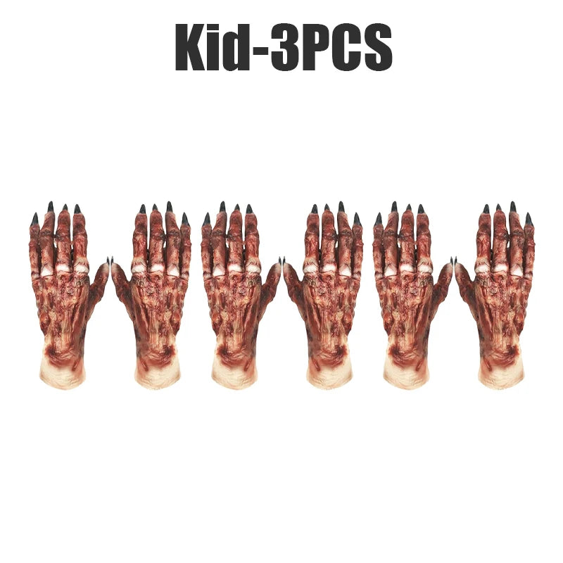 Mummy Hand Latex Gloves for Halloween Easter Costume Lifelike Zombie Prop for Adults Children Party Favor Spooky Dress-Up