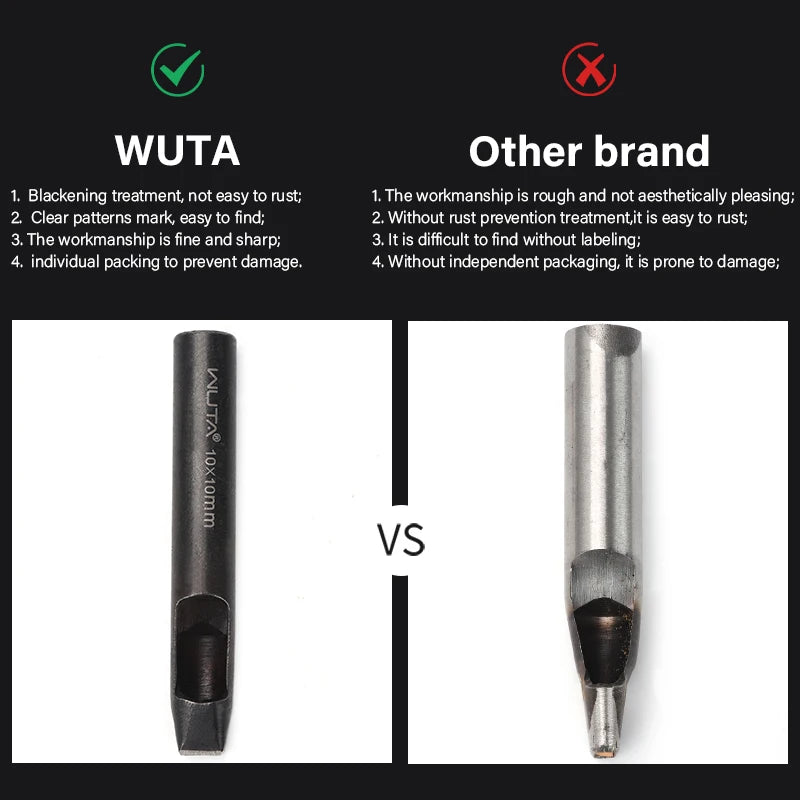 WUTA Basic 1pc Square Leather Punch Rectangle Hollow Oblong Hole Puncher Belt Strap Watch Band Cutter DIY Craft Leather Tools