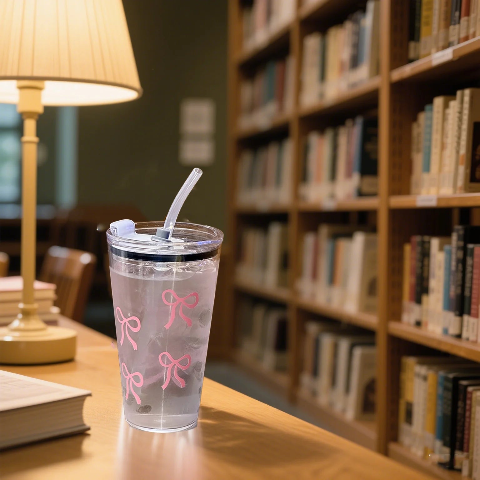 1/2/3pcs 450ml Pink Bow Plastic Cup With Straw And Lid Transparent Milk Coffee Drink Mug Household Travel Ins Water Drinking Cup