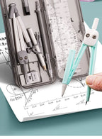 Compasses and Rulers 9-piece Set Kawaii Triangle Ruler Ruler Student Set Ruler Multi-functional Mathematical Drawing Compass Set