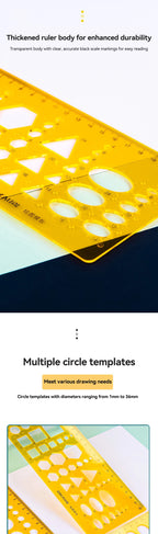 1/4Pcs Circle Template Measurement Geometry Ruler Circular Oval Drawing Template Drafting Ruler Office School Scale Drawing Tool