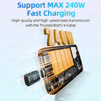 Mini USB4 80Gbps 240W Thunderbolt5/4 Magnetic Adapter USB C To Type C Fast Charge Magnet Converter Cable 8K@60Hz Type C Adapter