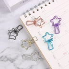 6PCs/Set Hollowed Out Design Metal Binder Clip Long Tail Office Hand Book Folder Paper Organizer Stationery Fish