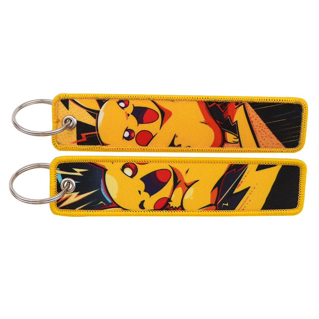 Kawaii Japanese Elf Anime Embroidery Key Fobs Key Tag Motorcycles Cars Backpack Chaveiro Keychain Fashion Keyring Friends Gifts