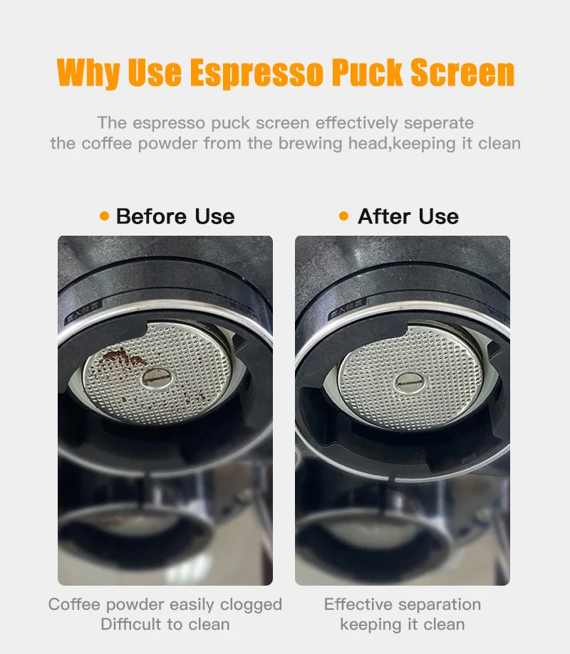 Alikisscafe Espresso Puck Screen 0.2mm Thickness 51mm 53.5mm 58.5mm Reusable Stainless Steel Heat Resistant Mesh Barista Tools