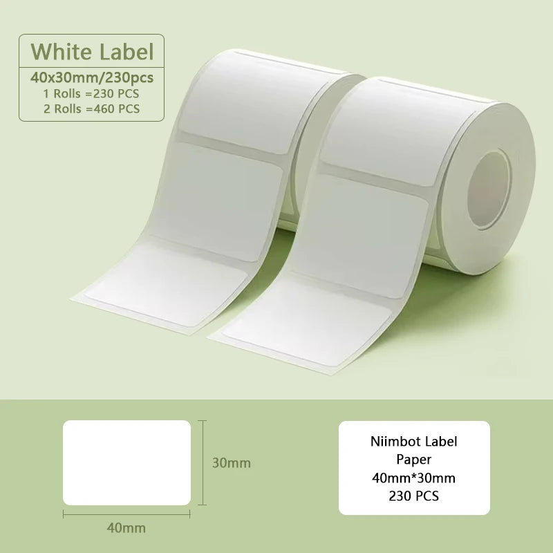 Niimbot B1 Portable Printer White Sticker 2/3/4/5Rolls Waterproof Paper Adhesive Label Printer Residential &Commercial For B21
