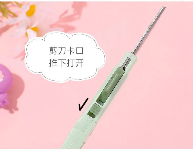 Creative Handbook Utility Knife Portable Paper Cutter Office Stationery Pen Shape Dual-purpose Small Scissors