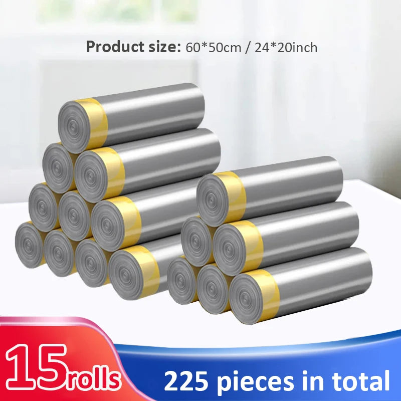 5/10/15/20 Rolls Drawstring Trash Bags for Kitchen Trash Can Thicken Large Capacity Garbage Bag Plastic Home Dustbin Storage Bag