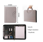 A4 Portable File Folder with Calculator Binder Organizer Manager Office Document Pad Briefcase PU Leather Padfolio Bag Customize