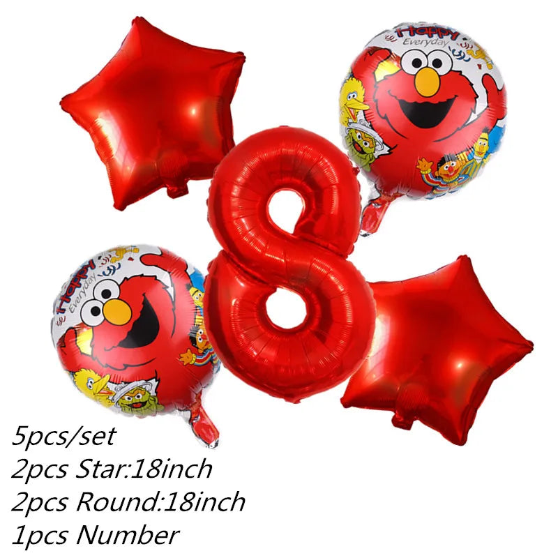 Cartoon Sesames Streets Birthday Party Supplies Kids Disposable Tableware Cup Plate Napkin Tablecloth Balloon Banner Decoration
