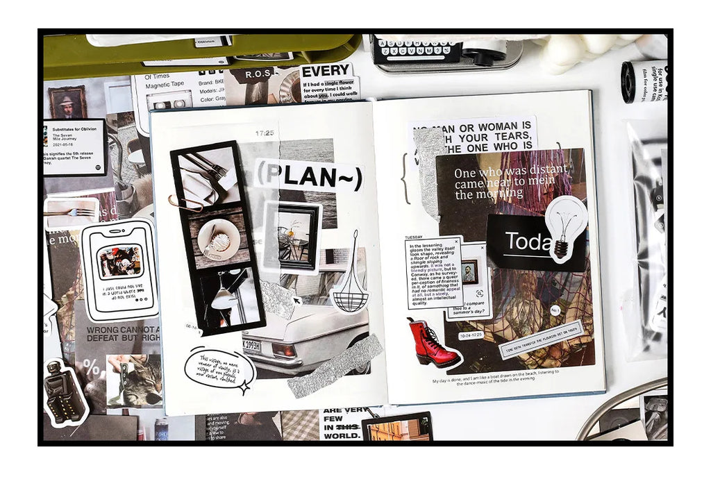 200 pcs Korean Decoration Material Paper pack Collage Junk Journal Material DIY Scrapbook Diary Album Lable Stationery