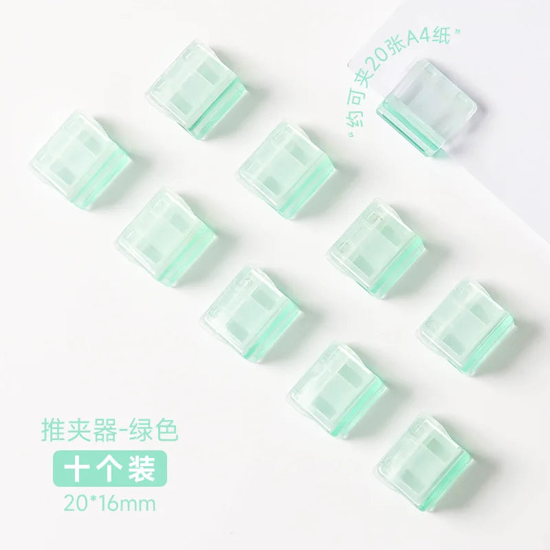 10PC Acrylic Push Clip Pusher Transparent Paper File Document Classification Clips Stationery Index Holder Clamp Office Sorting