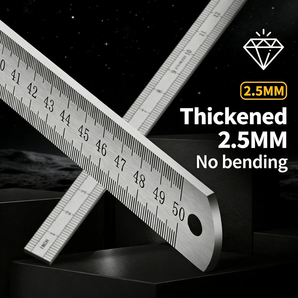 2.5mm Thick 50cm Stainless Steel Ruler Metric Inch Straightedge for Woodworking Construction Drafting Teaching and Measuring
