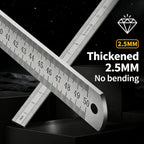 2.5mm Thick 50cm Stainless Steel Ruler Metric Inch Straightedge for Woodworking Construction Drafting Teaching and Measuring