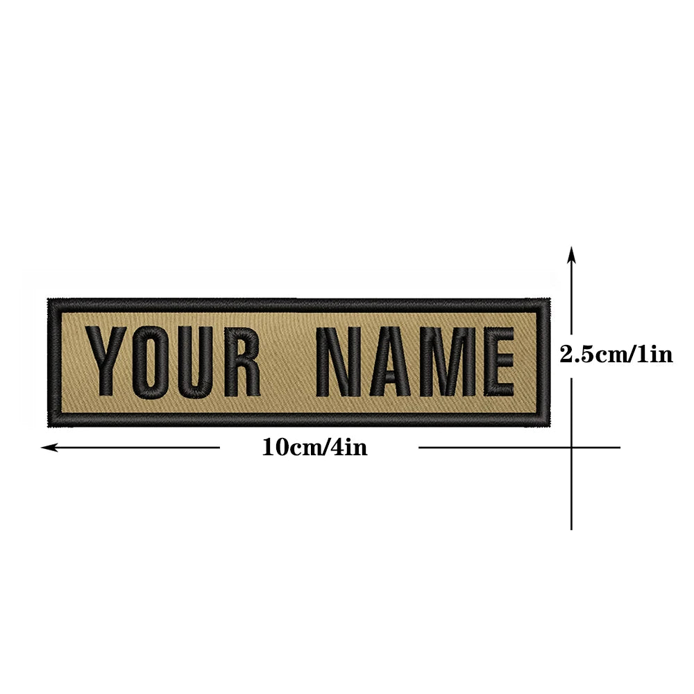 1PC 10cmX2.5cm Custom Name Flag Patch Badge Khaki Iron On Or Hook Loop Netherlands Russia Lithuania France Italy Spain Israel