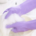 Water Resistant Dish Washing Gloves 1 Pair Durable Latex Rubber Gloves Reusable for Kitchen Cleaning Laundry Gardening Use