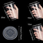 50PCS Clear Disposable Plastic Cups Flat Lids Drinking Cup for Party Wedding Ice Coffee Milkshakes Smoothies Cold Drinks