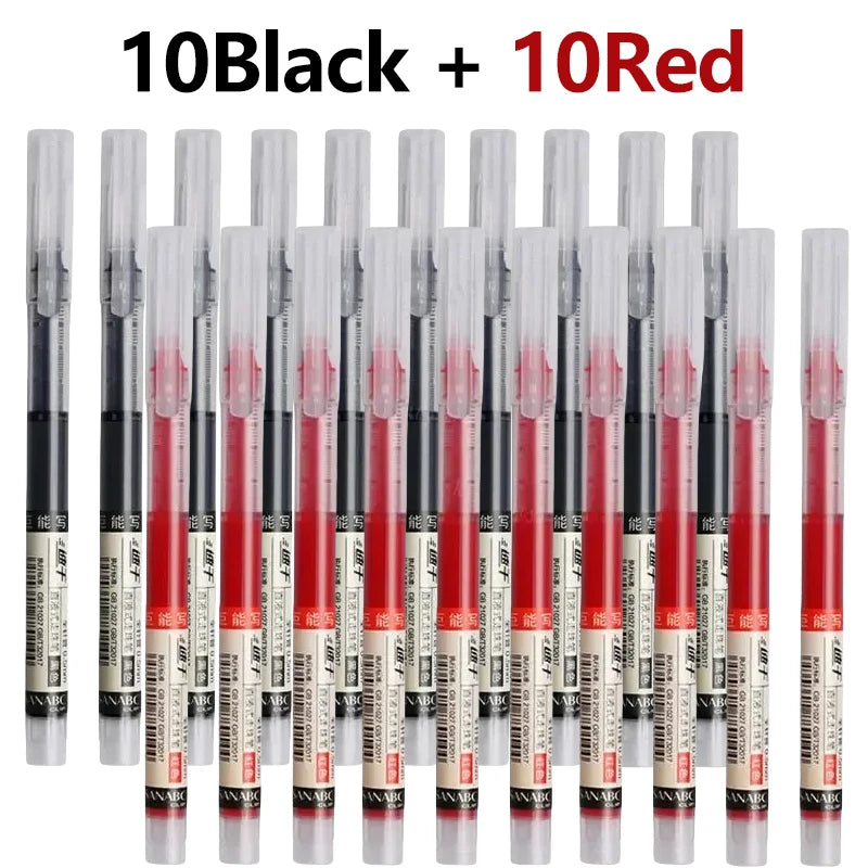1-20Pcs Needle Type Gel Ink Pens Black/Blue/Red 0.5mm Liquid Ballpoint Pen Students Stationery School Office Writing Tool