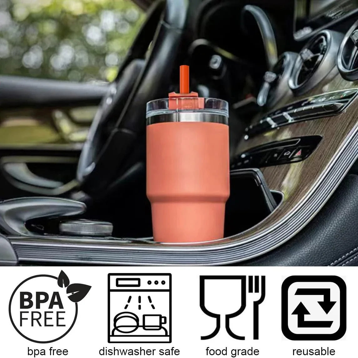 12Pcs Color Replacement Straws for Stanley 30/40 oz Tumbler , 12 in Long Reusable Plastic Straws for Stanley Cup, Plus 2 Brush